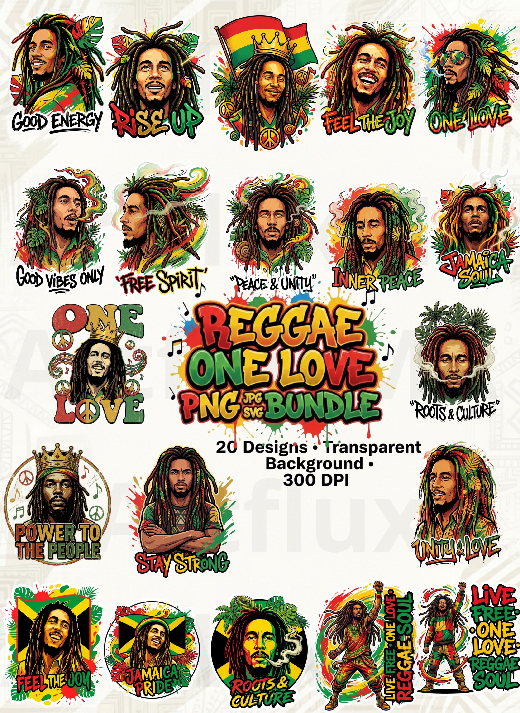 20 Reggae Bundle PNG SVG JPG, Rasta Sublimation Designs, Retro Jamaica ...