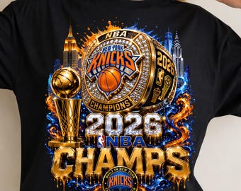 Knicks Basketball Champions 2026 PNG, Championship Ring Trophy Graphic, New York Fan Shirt Design, Streetwear Sports Digital Download