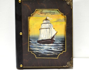 Handmade scrapbook, Custom scrapbook, Memory book, Memory album, Handmade album, Personalizedalbum, Navy theme, Hand painted, Sea lovers
