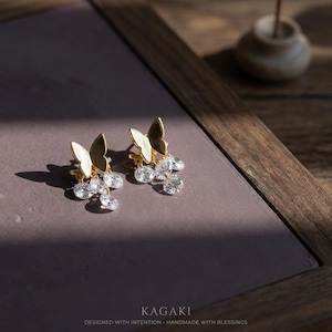 Lightfall Wings – 光羽 Butterfly Crystal Earrings Gold Drop Earrings Elegant Dangle Earrings Minimal Luxury Jewelry mindful Gift for Her
