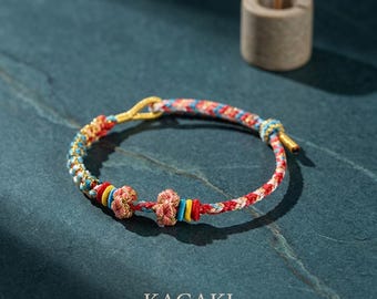 Handwoven Tibetan Braided Bracelet – Lucky Rope Buddhist Knot Spiritual Protection Bracelet Blessing Jewelry for Meditation & Mindfulness