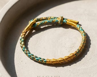 Tibetan Bracelet Meditation Bracelet Yoga Bracelet Handmade Woven Braided Bracelet Lucky Energy Bracelet Adjustable Cord Jewelry KAGAKI