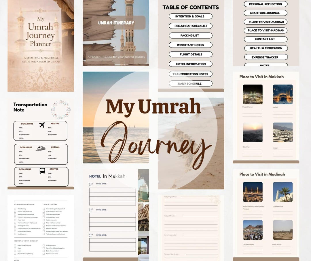 Umrah Checklist.pdf Umrah Journey Planner | Islamic Travel Journal, Checklist (PDF) - Etsy