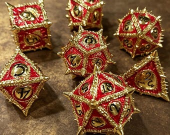 The Dragon's Gaze，Metal DND Dice Set, 7Pcs Polyhedral Dice for