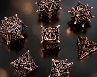 Hollow Metal Dice Set, Polyhedral RPG Dice, DND Tabletop Game Gift