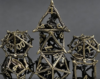 Metal Hollow 3D Stereoscopic Tree Vine Flying Dragon Dice, Suitable for dnd dice, DND Gifts