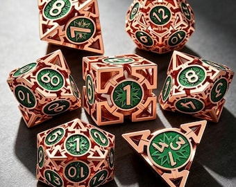 Metal Hollow Polyhedral Dice Set，Suitable for Dungeons & Dragons,Call of Cthulhu, and Tabletop Role-Playing Games