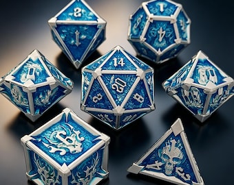 Hand-Engraved Polyhedral DND Dice for Dungeons and Dragons,RPG Game