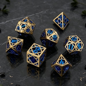 Hollow Metal Geometric Dice Set, for Dungeons & Dragons Tabletop Gaming