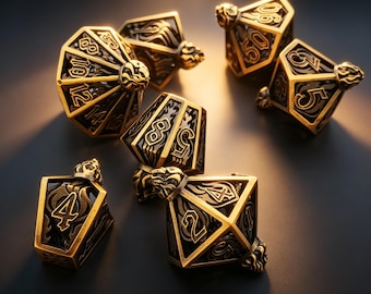 Antique Copper DnD Hollowed Vintage Style Metal Dice Set，Gift for Dungeon Master, Pathfinder