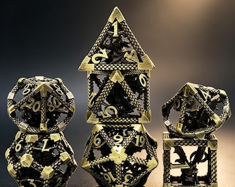 Hollow Caged Dragon Metal Dice Set，Suitable for Dungeons & Dragons, and Tabletop Role-Playing Games