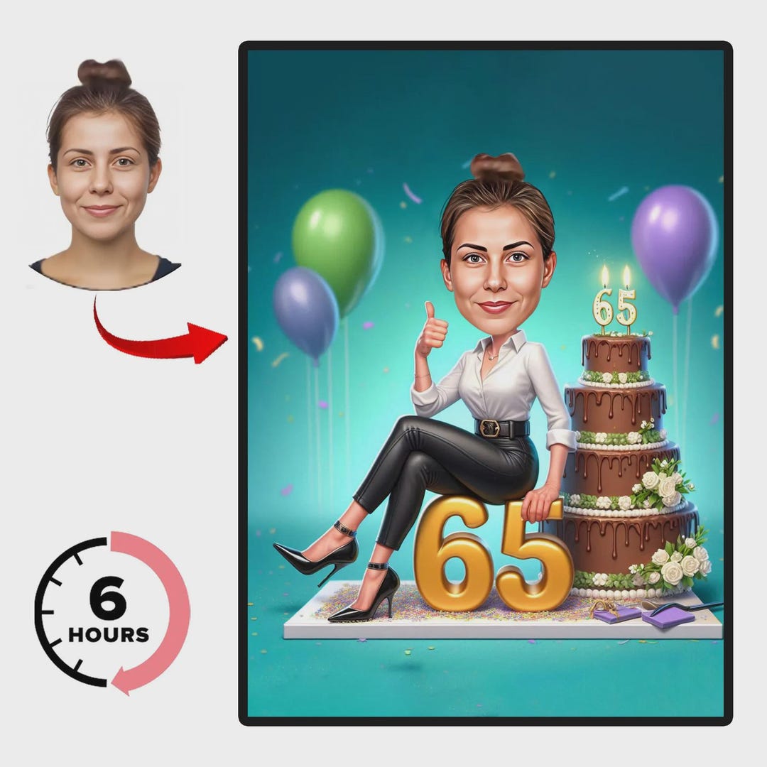Custom 65th Man Cartoon Portrait | Birthday Caricature | 65TH Birthday ...