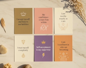 Know Your Worth | 20 Self Acceptance Confidence Cards for Women Printable