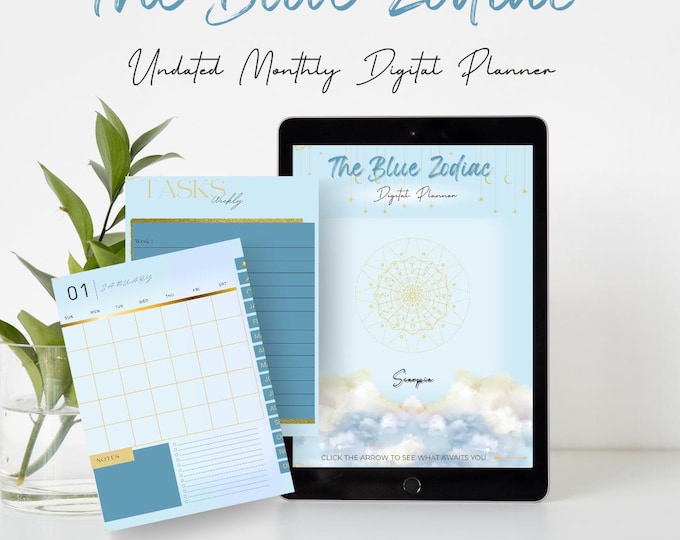 Scorpio Zodiac Digital Planner: Undated Monthly, Weekly, Gratitude Pages (PDF Downloads