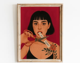 Cutting “I Am Sorry” – Bold Feminist Art Print