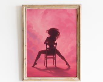 Chair Dance Silhouette Poster – Sensual Pink Wall Art