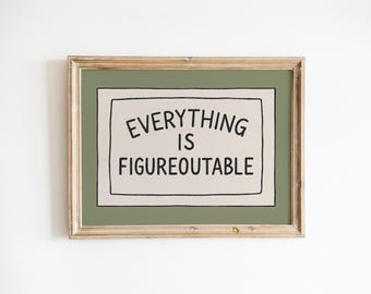 Everything Is Figureoutable Poster – Minimalist Motivational Quote Wall Art
