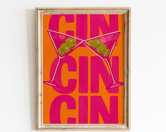 CIN CIN Cocktail Poster – Retro Martini Glass Wall Art