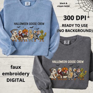 Halloween Goose Crew PNG, Funny Halloween Goose Sublimation Design, Spooky Season DTF Print File, Cute Halloween Ducks, Instant Download