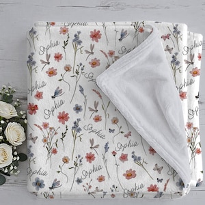 Personalized Mother's Day Blanket with Names, Custom Wildflower Garden Throw, Birth Flower Blanket for Mom, Floral Blanket Mother's Day Gift