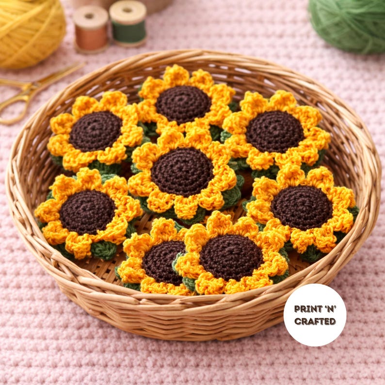 Sunflower Crochet Pattern PDF | Crochet Sunflower Flower | Floral ...
