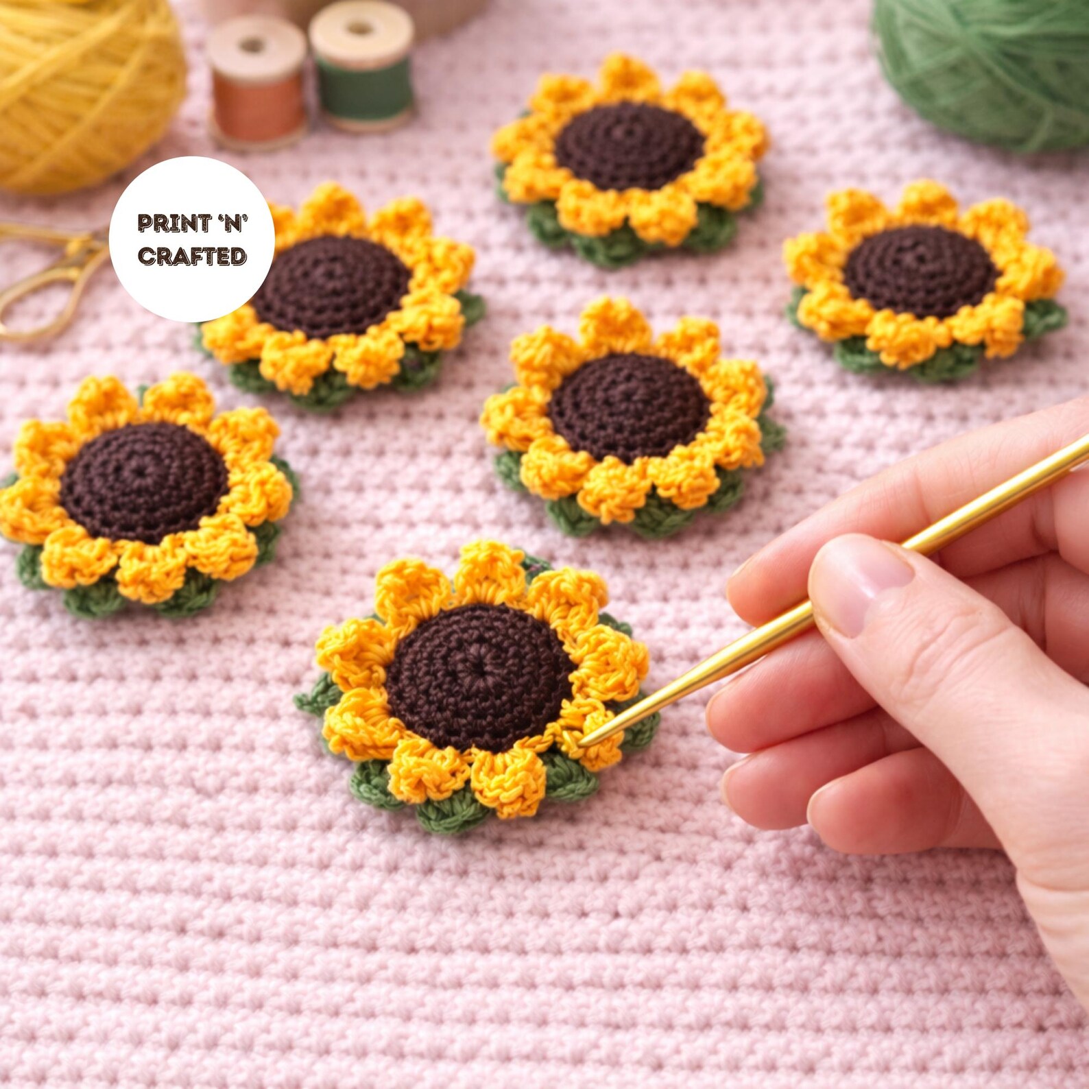 Sunflower Crochet Pattern PDF | Crochet Sunflower Flower | Floral ...