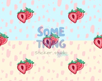 Strawberry Seamless Pattern, Sweet Summer, Cottagecore Strawberry Fabric Design, Commercial Use,  Digital Download