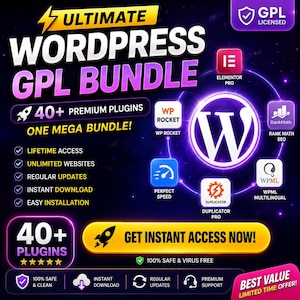 Ultimate WordPress GPL Bundle | 40+ Pro Plugins | Instant Download
