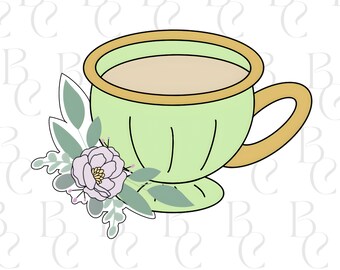Floral Tea Cup No 1 Cookie Cutter