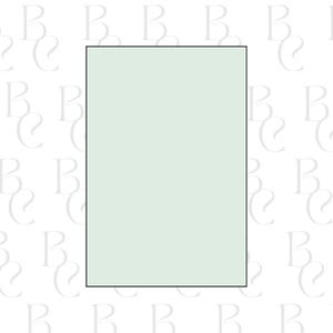 May include: A rectangular, light green shape with a black border. The background features a repeating pattern of the letter "B" and the letter "C".