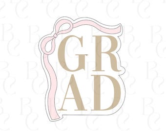 Grad Plaque W/ Bow No 2  Cookie Cutter