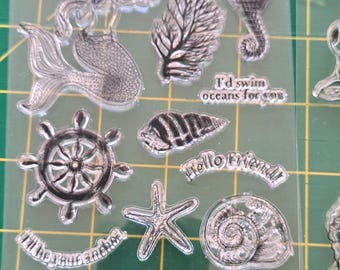Mermaid & Floral Clear Stamp Set - Scrapbooking, Card Making
