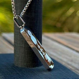Personalized Music Code Necklace, Diamond Engraved Pendant, 316L Stainless Steel, Men’s Gift