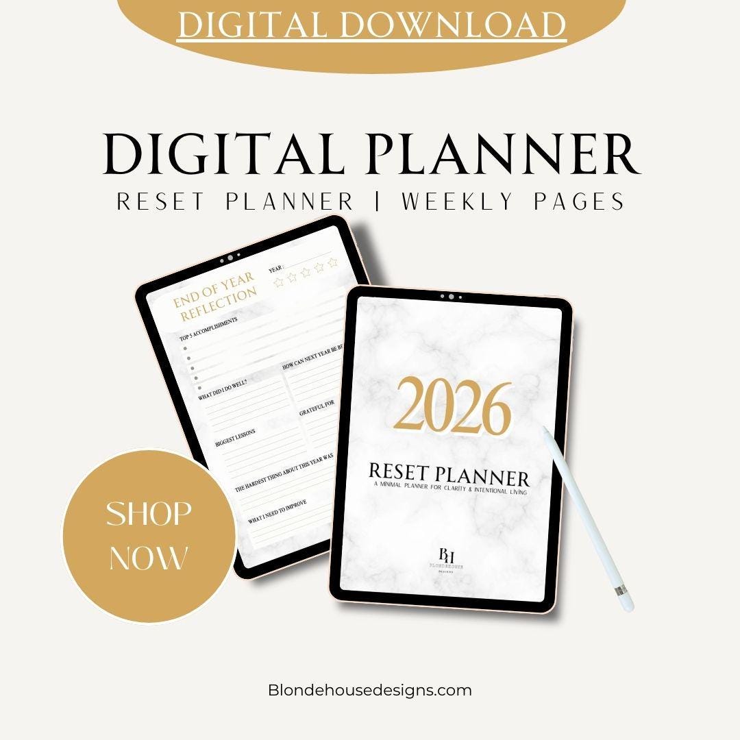 2026 Reset Planner | Digital Planner | Minimal Canva Template | Daily ...