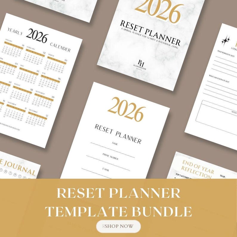 2026 Reset Planner | Digital Planner | Minimal Canva Template | Daily ...