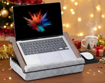 Spersonalizowany, ręcznie robiony, regulowany stojak na laptopa z szufladką na podkładkę pod mysz – przenośny stolik na laptopa do łóżka i sofy, wyściełany, pasuje do laptopa o przekątnej do 16 cali