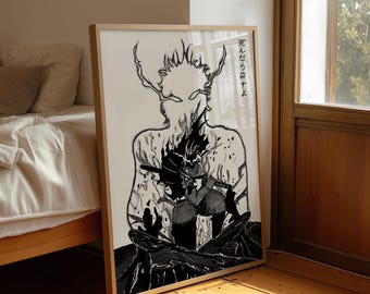 Arte digital de mangá com o personagem Dark Shadow Magic, ilustração, download instantâneo, arte de parede para imprimir.