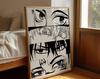 Arte digital de olhos em estilo mangá / Feita à mão / Arte digital para impressão / Decoração de parede