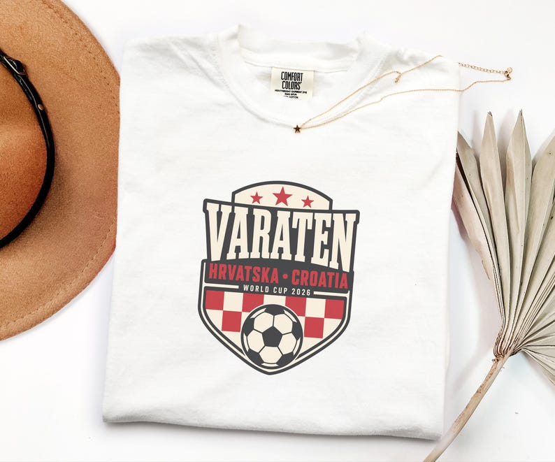 Croatia Soccer Shirt Vatreni Hrvatska Checkerboard Tee, World Cup 2026 Croatia Football Fan Soccer Gift, Comfort Colors Soccer Tee image 1