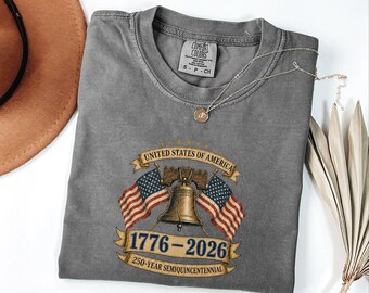 America 250 Shirt Vintage Liberty Bell We The People Tee, 1776 2026 Semiquincentennial Patriotic Gift, Comfort Colors Americana Tee