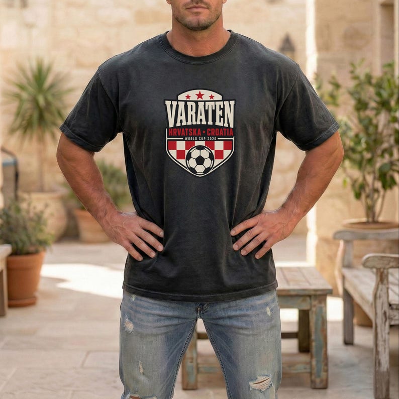 Croatia Soccer Shirt Vatreni Hrvatska Checkerboard Tee, World Cup 2026 Croatia Football Fan Soccer Gift, Comfort Colors Soccer Tee image 2