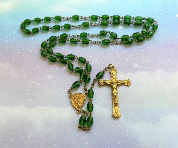 Cuentas de rosario de bicone de vidrio cortado verde moderno - Etsy España