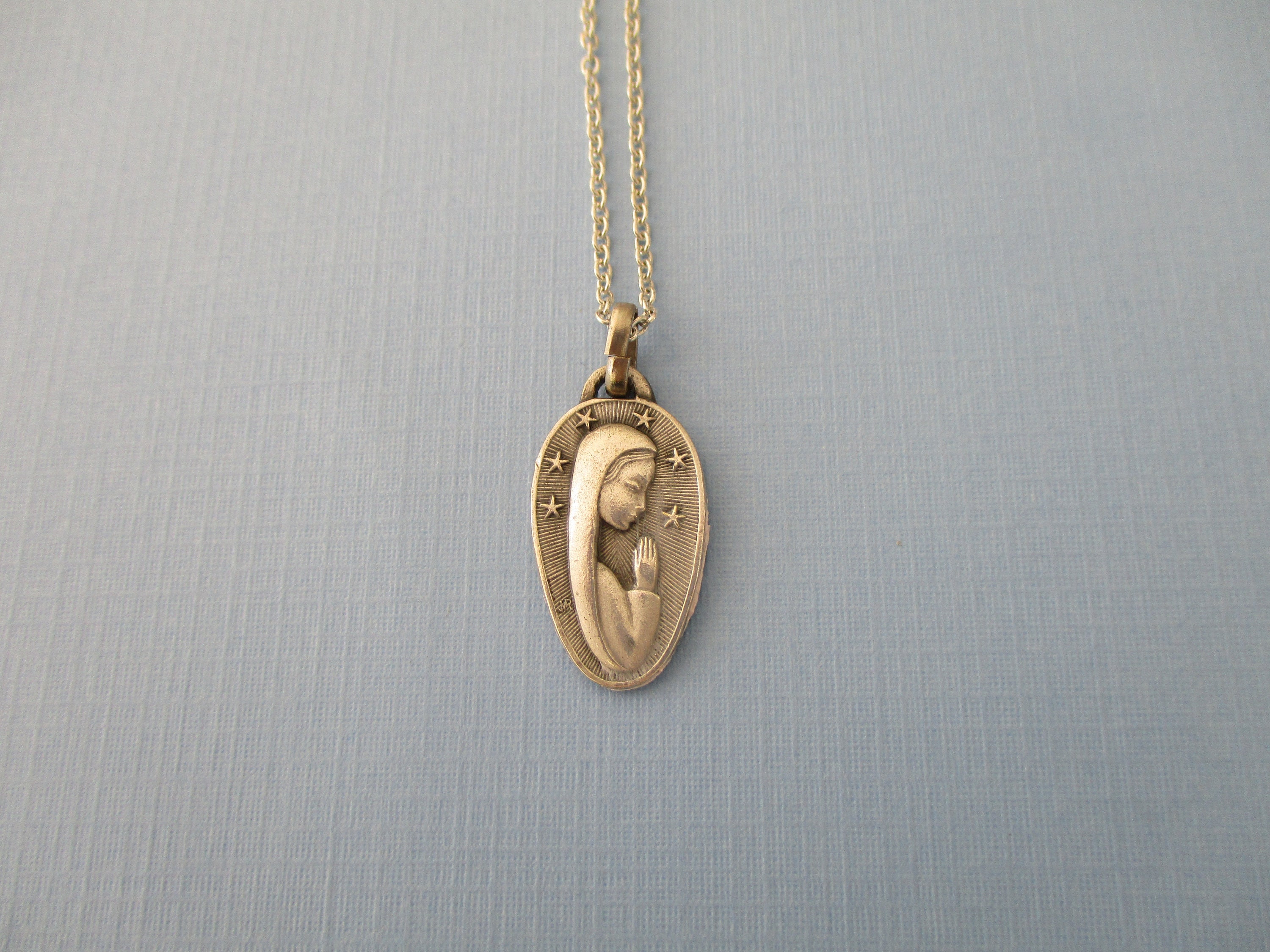 Sterling Silver Antiqued Our Lady of Fatima Medal