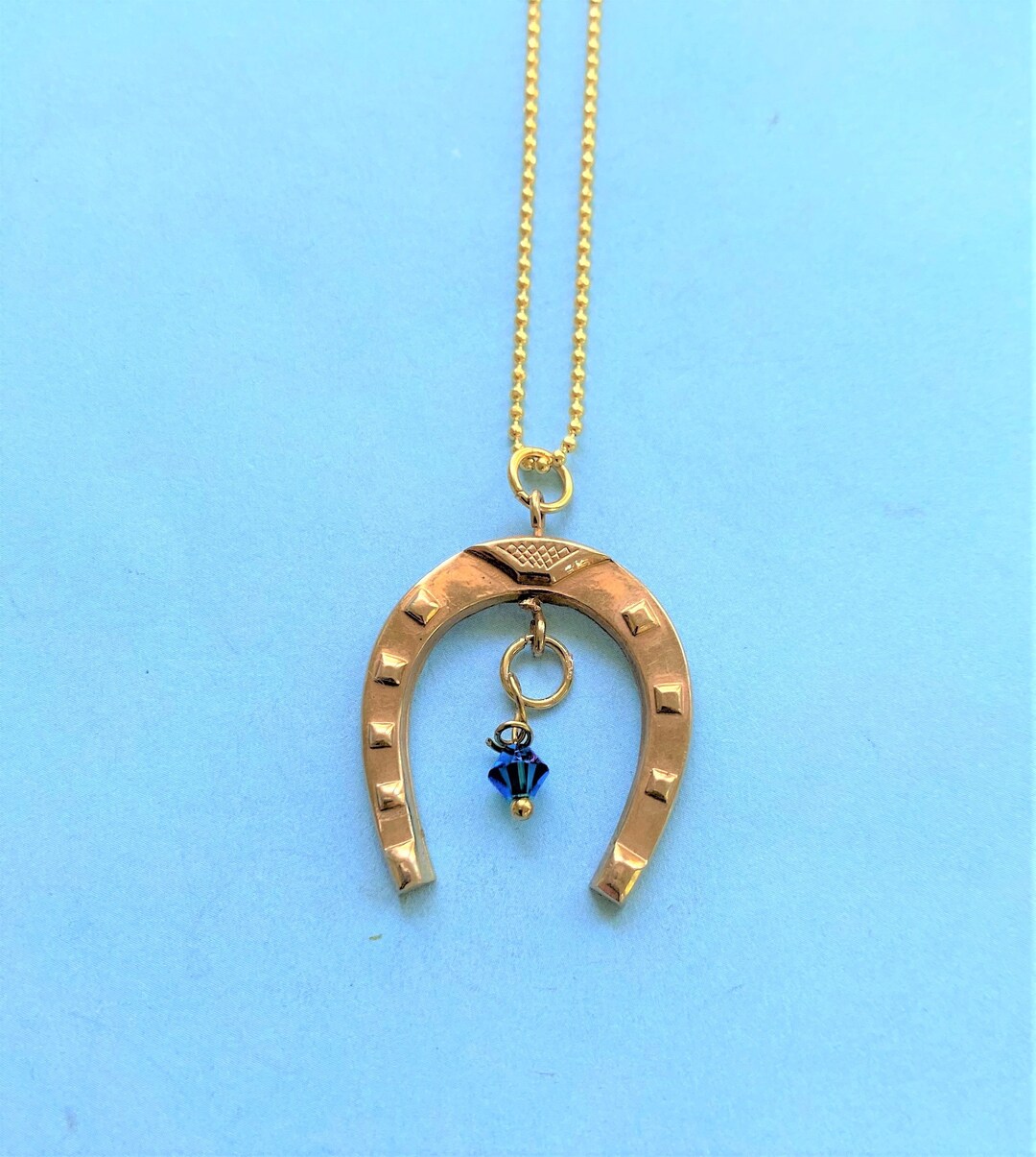 Gold Horse Shoe Pendant Necklace Art Deco Pendant Necklace Swaroski