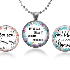 ArtClix® Magnetic Pendant Base - 18&quot; Chain - and Three Interchangeable Inserts - with Free Shipping - Features Insprational Inserts Pictured