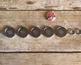 ArtClix "Perfect Fit" Magnetic Pendant Five Bezel Bracelet - Perfect Size for Standard Golf Markers - Bridesmaid Gifts - Holiday Gift