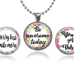 ArtClix® Magnetic Pendant Base - 18&quot; Chain - and Three Interchangeable Inserts - with Free Shipping - Features Insprational Inserts Pictured