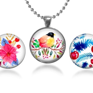 ArtClix® Magnetic Pendant Base - 18&quot; Chain - and Three Interchangeable Inserts - with Free Shipping - Features Watercolor Inserts Pictured