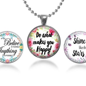 ArtClix® Magnetic Pendant Base - 18&quot; Chain - and Three Interchangeable Inserts - with Free Shipping - Features Insprational Inserts Pictured