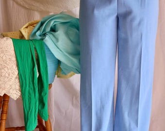 Vintage 1970s light blue wide leg sweat pants | retro sporty chic | Size M/L
